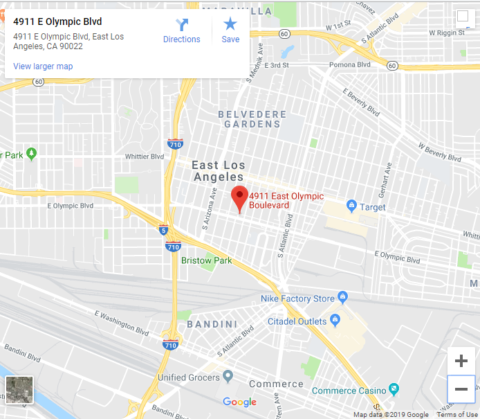 Google Map of 4911 E Olympic in East Los Angeles